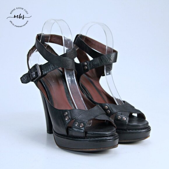 Bottega Vanetta Platform Open Toe Wrap Ankle Strap Sandals Black Women 9 - Picture 2 of 14